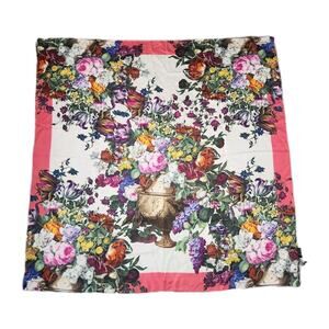 The Met Museum Floral Silk Scarf 42x42 Large Square Baroque Print Shawl